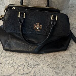 Tory Burch Black Satchel with Gold Accents